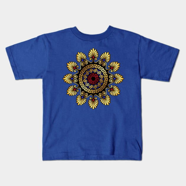 Copy of Copy of Gold Greek ornament Meander Kids T-Shirt by kavalenkava